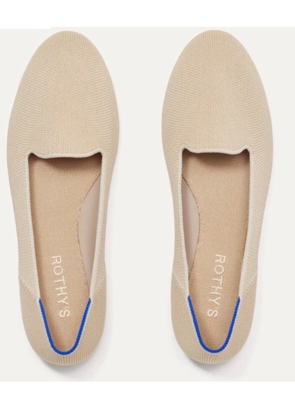 Rothy’s The Lounge Loafer Sandstone Beige Knit Flats Size 9.5 NIB Washable